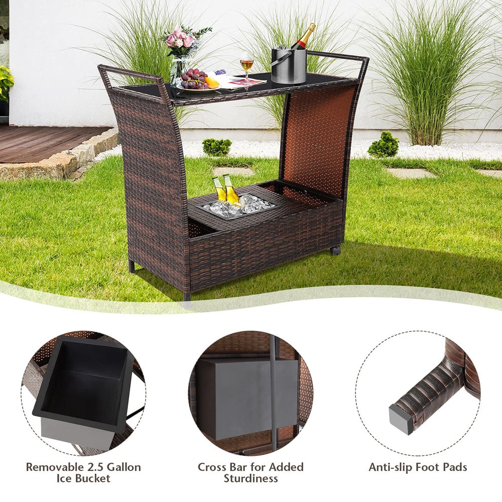 Furniture One Rattan Kitchen Trolley with Ice Bucket Image 5