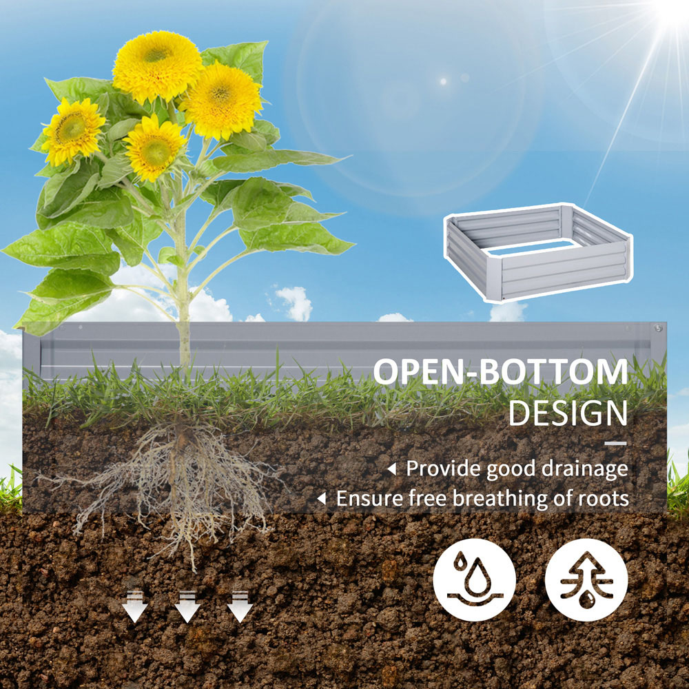 Outsunny Grey Galvanised Steel Easy Setup Raised Garden Bed Planter 2 Pack Image 5