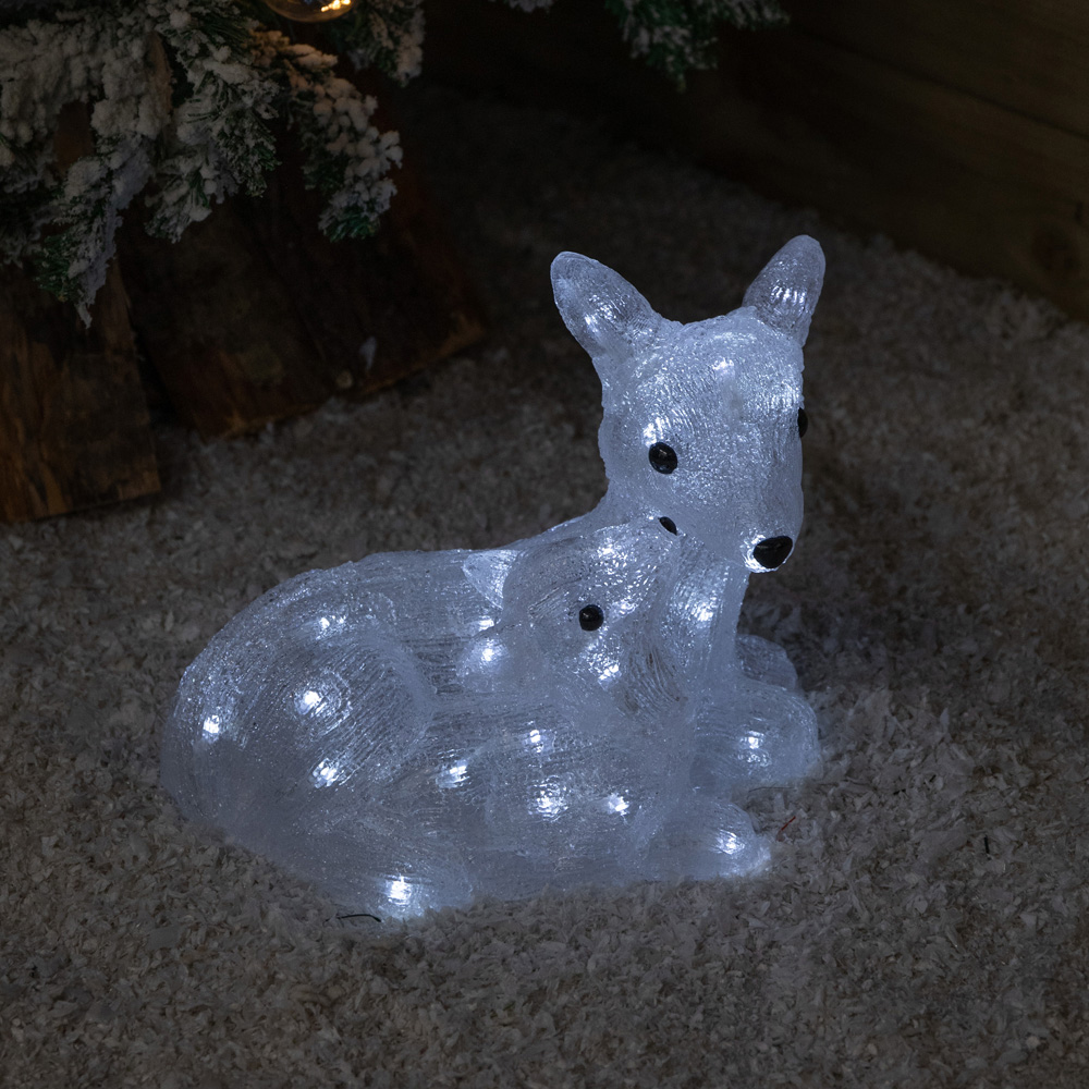 Samuel Alexander 40 Cool White LED Light-Up Ice Frosted Doe and Fawn Christmas Decoration 27cm Image 3