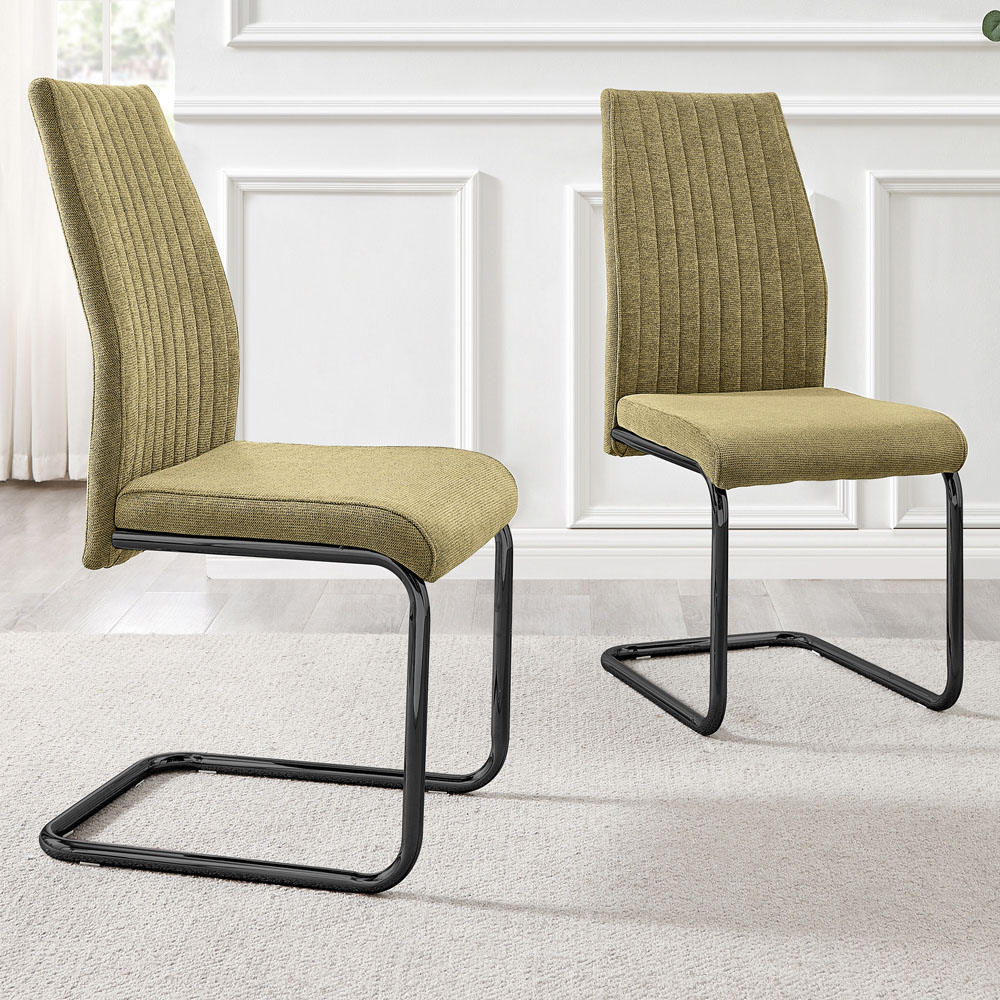 Furniturebox Fontana Set of 2 Sage Green and Black Dining Chair Image 1