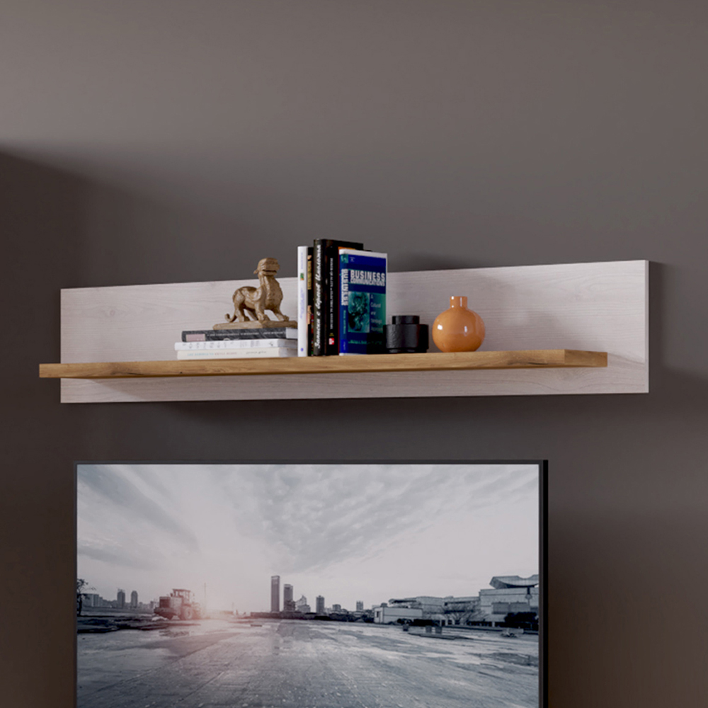 Florence Celesto 135cm White and Oak Floating Shelf Image 1