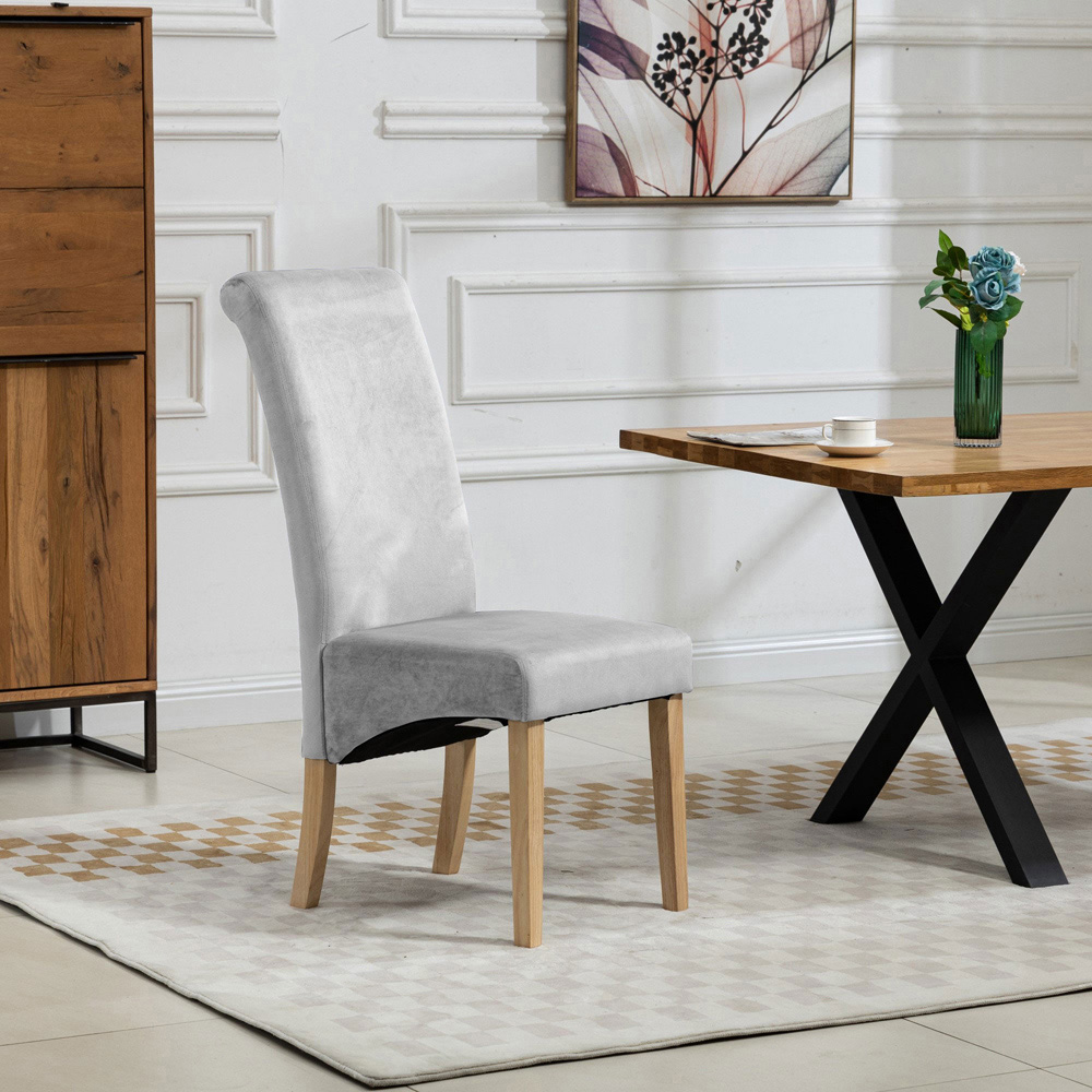 Artemis Home Rimini Set of 2 Silver Velvet Fabric Dining Chairs Image 3