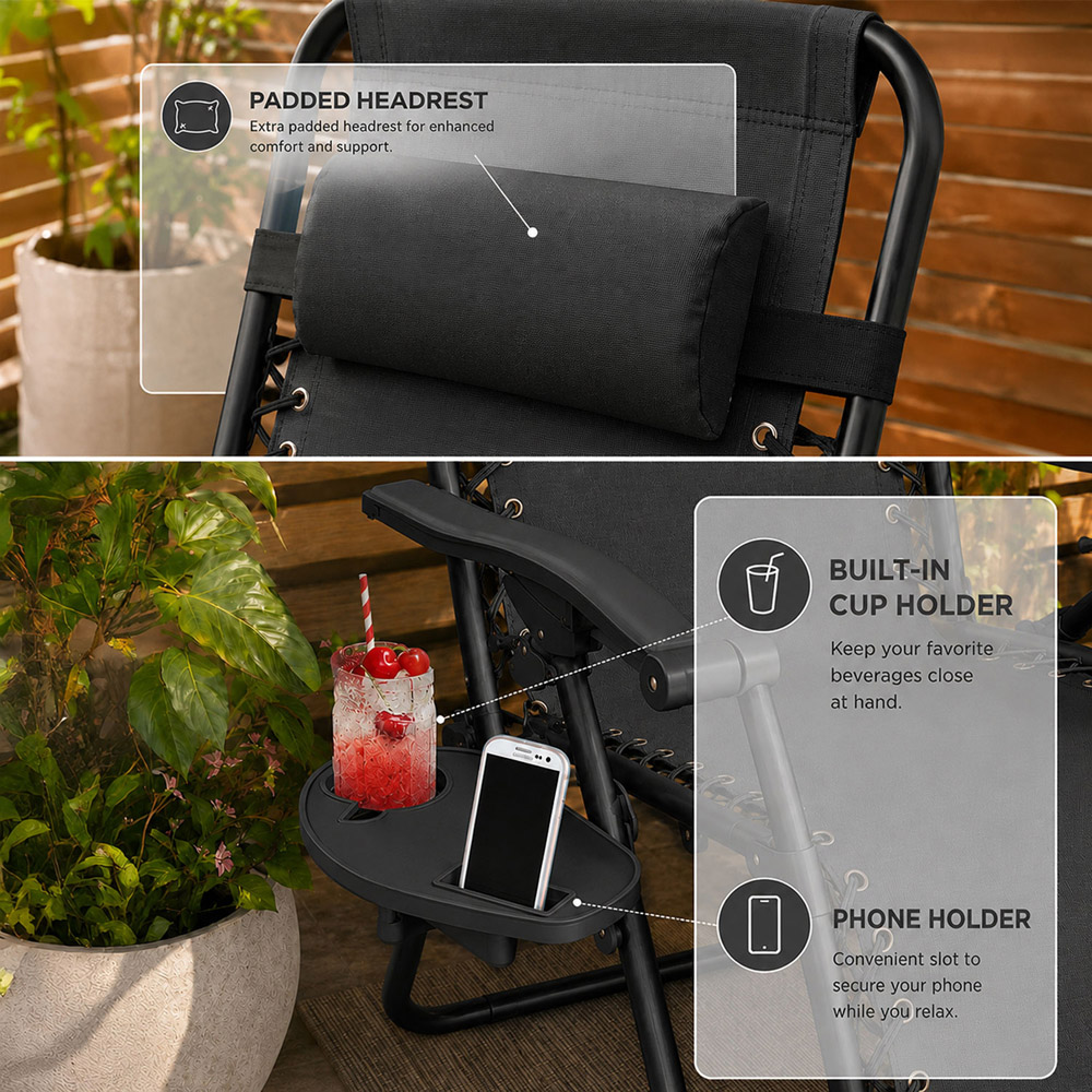 Neo Set of 2 Black Zero Gravity Loungers Image 8