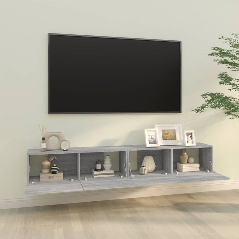 vidaXL 2 Door Grey Sonoma Wall Mounted TV Cabinet 2 Pack Image 8