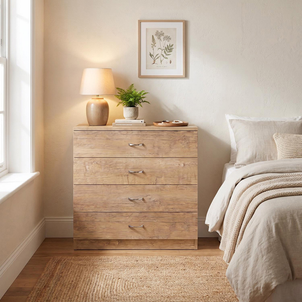 FWStyle Promo 4 Drawer Oak Chest of Drawers Image 2