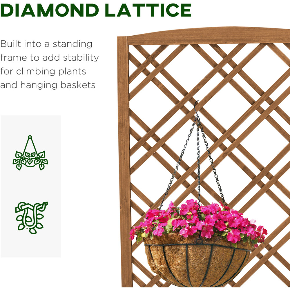 Outsunny Wooden Brown Planter with Trellis 122.5 x 30 x 60cm Image 5