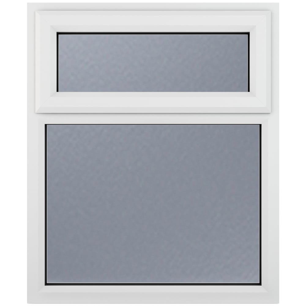 Crystal uPVC Double Glazed Window Top Hung Over Fixed Light White Obscure Glass 1190x1115mm Image 1
