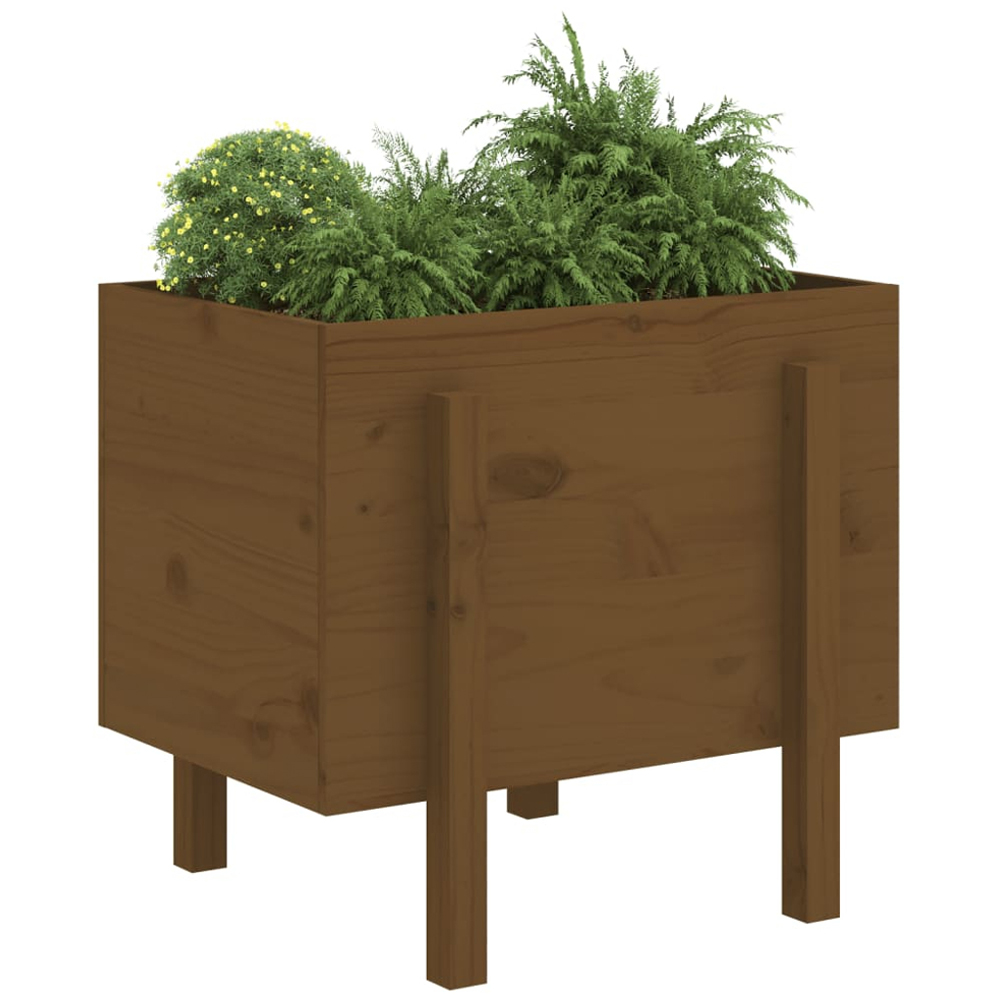vidaXL Honey Brown Solid Pine Wood Garden Planter 62 x 50 x 57cm Image 2