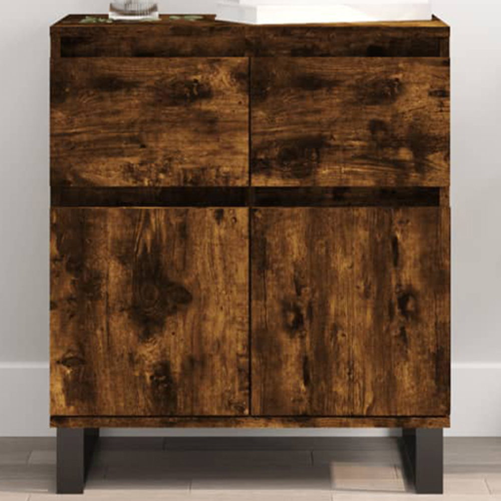 vidaXL 2 Door 2 Drawer Smoked Oak Sideboard Image 1