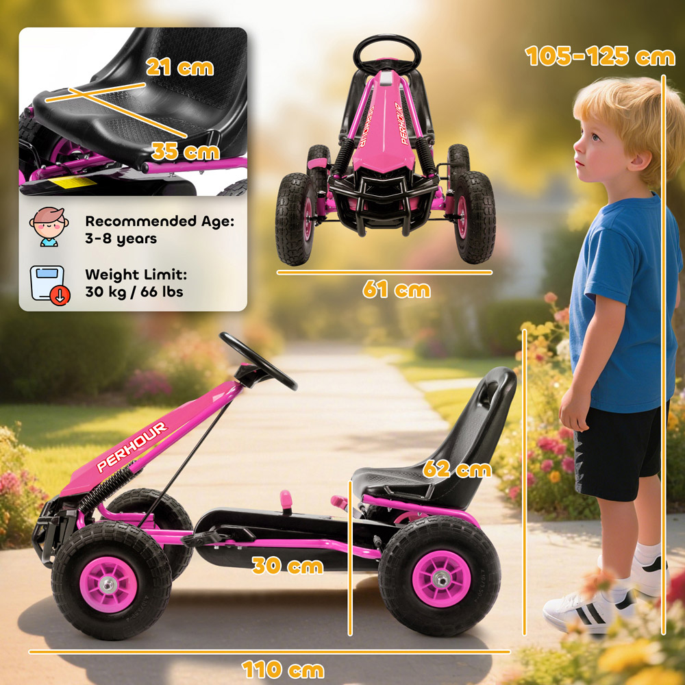 Tommy Toys AIYAPLAY Pink Adjustable Seat Kids Pedal Go Kart with EVA Tyres Image 9