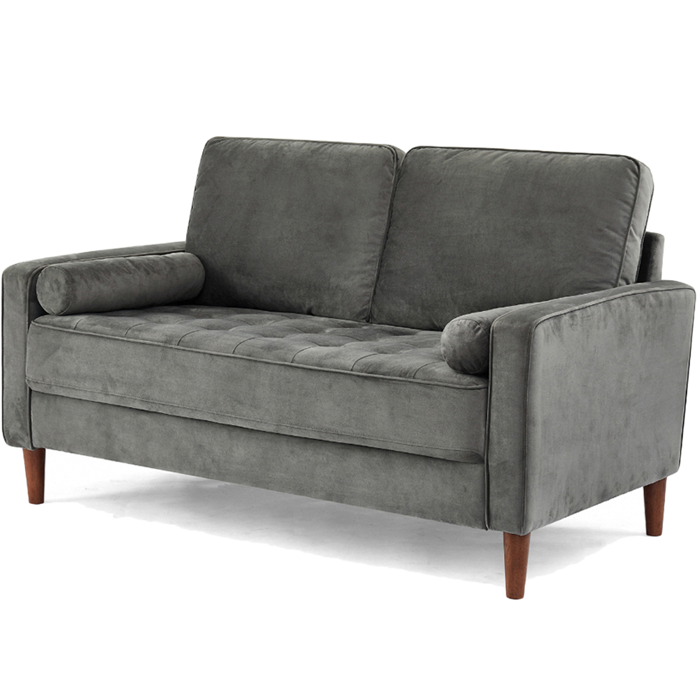 Home Detail Edward 2 Seater Grey Velvet Sofa Image 2