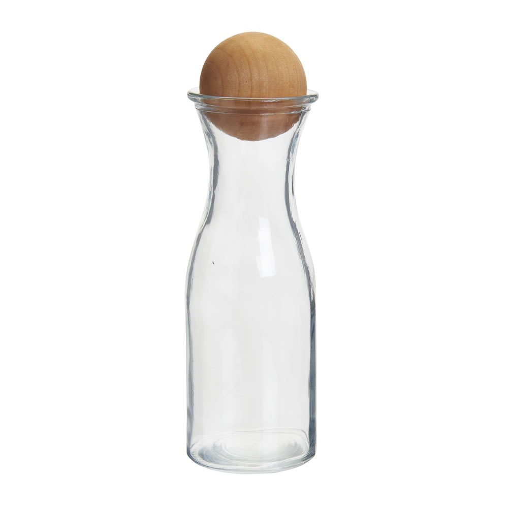 Wilko Glass Bottle With Wooden Lid Wilko