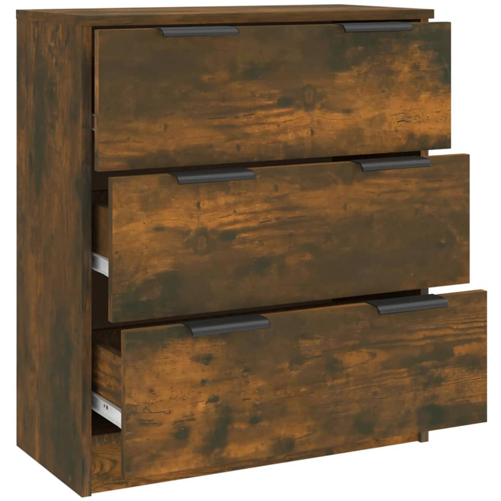 vidaXL 3 Drawer Smoked Oak Sideboard Image 7