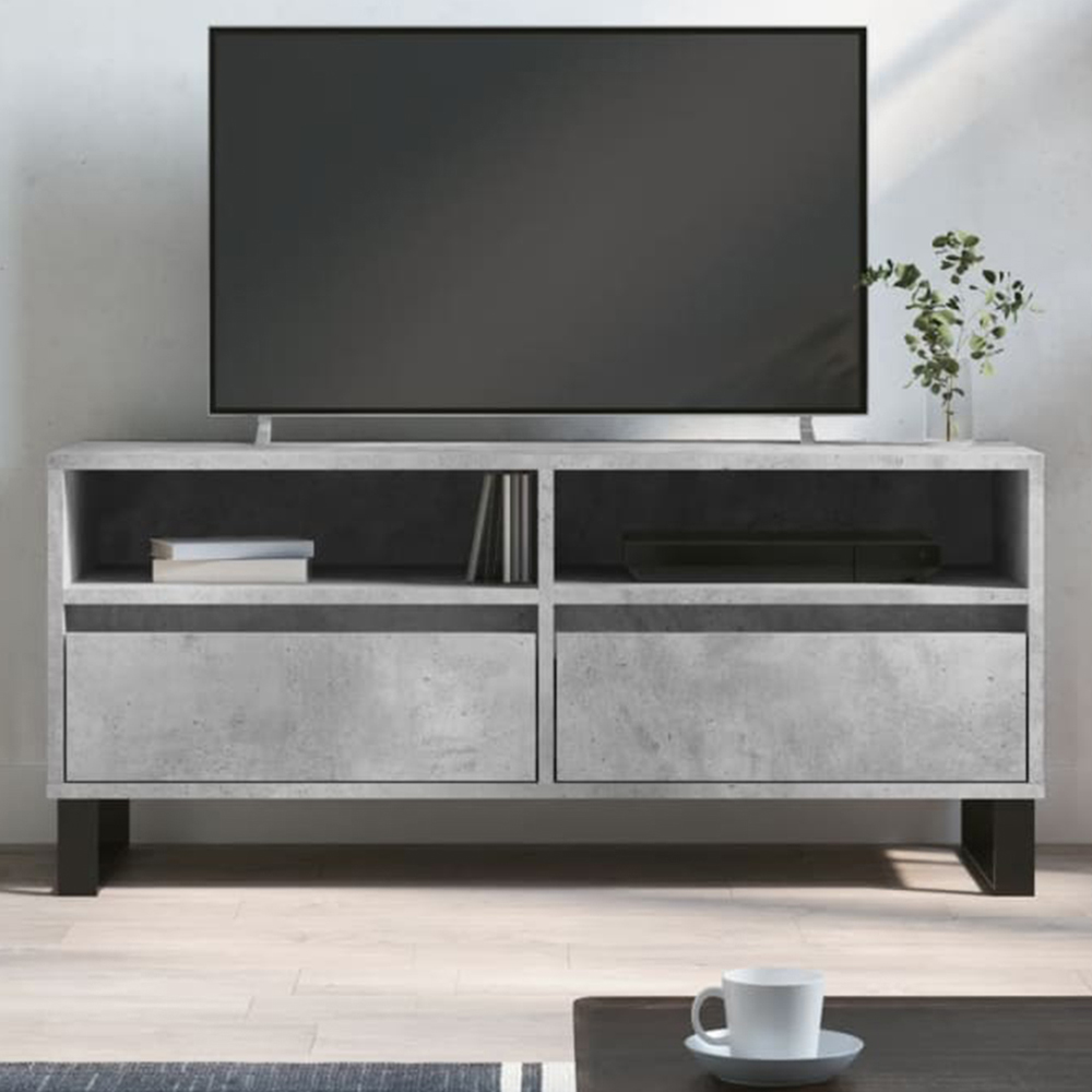 vidaXL 2 Drawer 2 Shelf Concrete Grey TV Cabinet Image 1