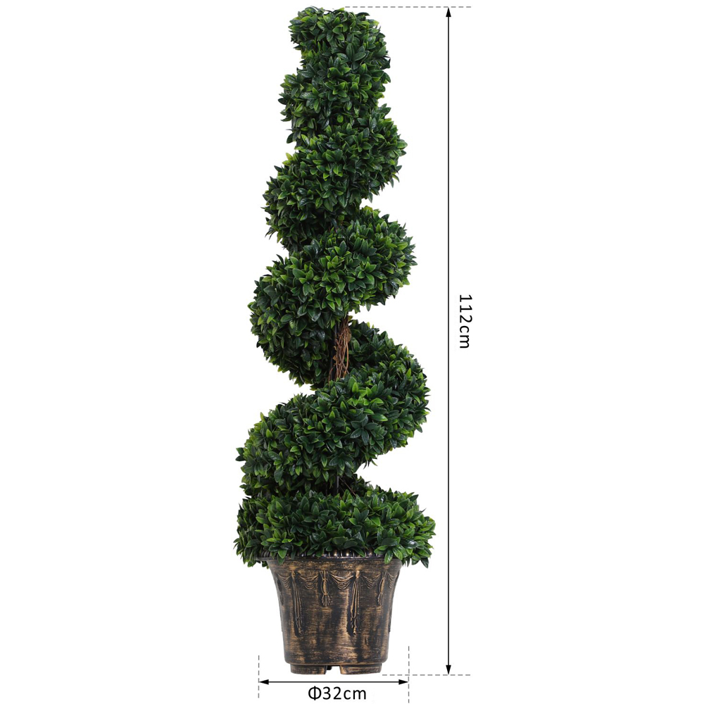 Outsunny Boxwood Spiral Tree Artificial Plant In Pot 4ft 2 Pack Image 3