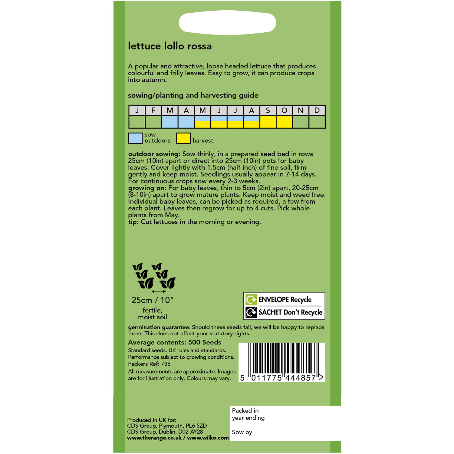 Wilko Lettuce Lolla Rossa Seeds and Green Image 2