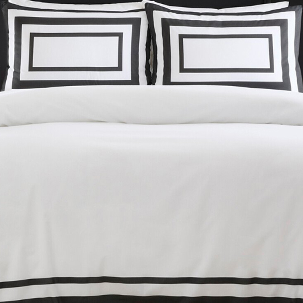 Oxford Border Duvet Set Monochrome Superking Image 6