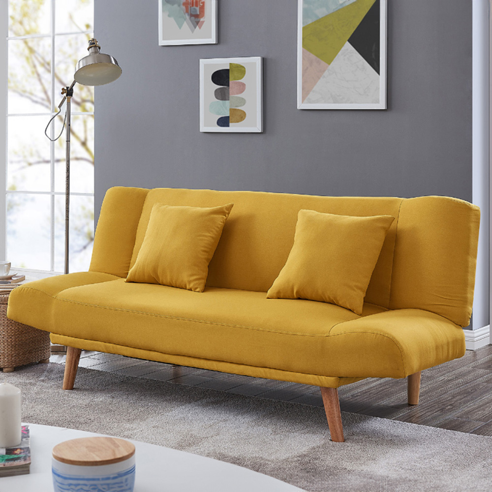 Home Detail Hamilton Double Sleeper Mustard Fabric Sofa Bed Image 1