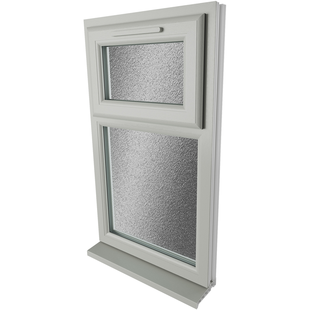 Crystal Agate and White Top Hung Over Fixed Light Obscure Triple Glazed Window 610 x 1190mm Image 3