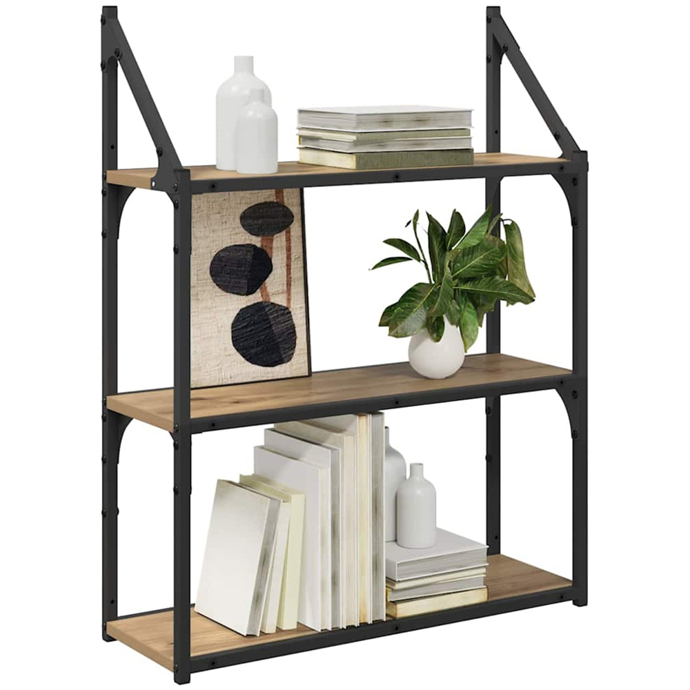 vidaXL 60cm 3 Shelf Artisan Oak Wall Shelf Image 3