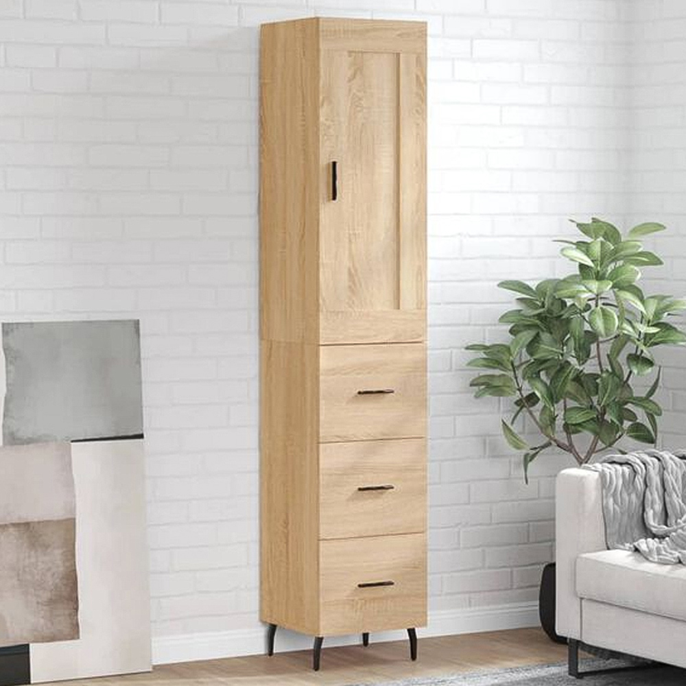 vidaXL Single Door 3 Drawer Sonoma Oak Highboard Image 1