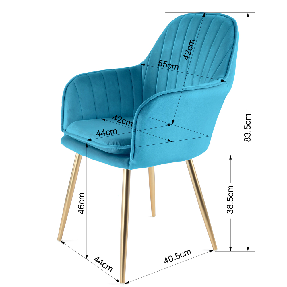 Pair of Muse Accent Chairs in Velvet Upholstery - Teal Image 7