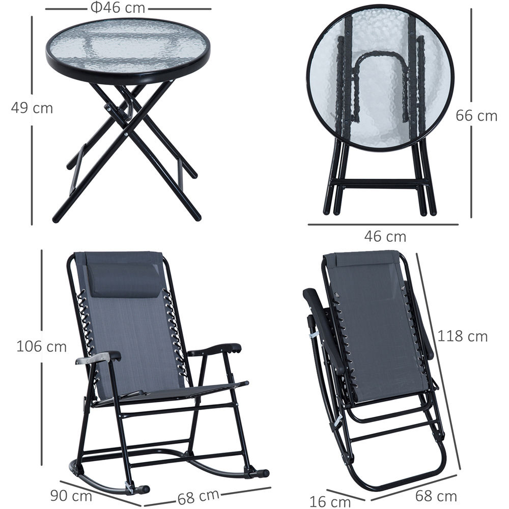 Outsunny 2 Seater Grey Steel Bistro Set Image 3