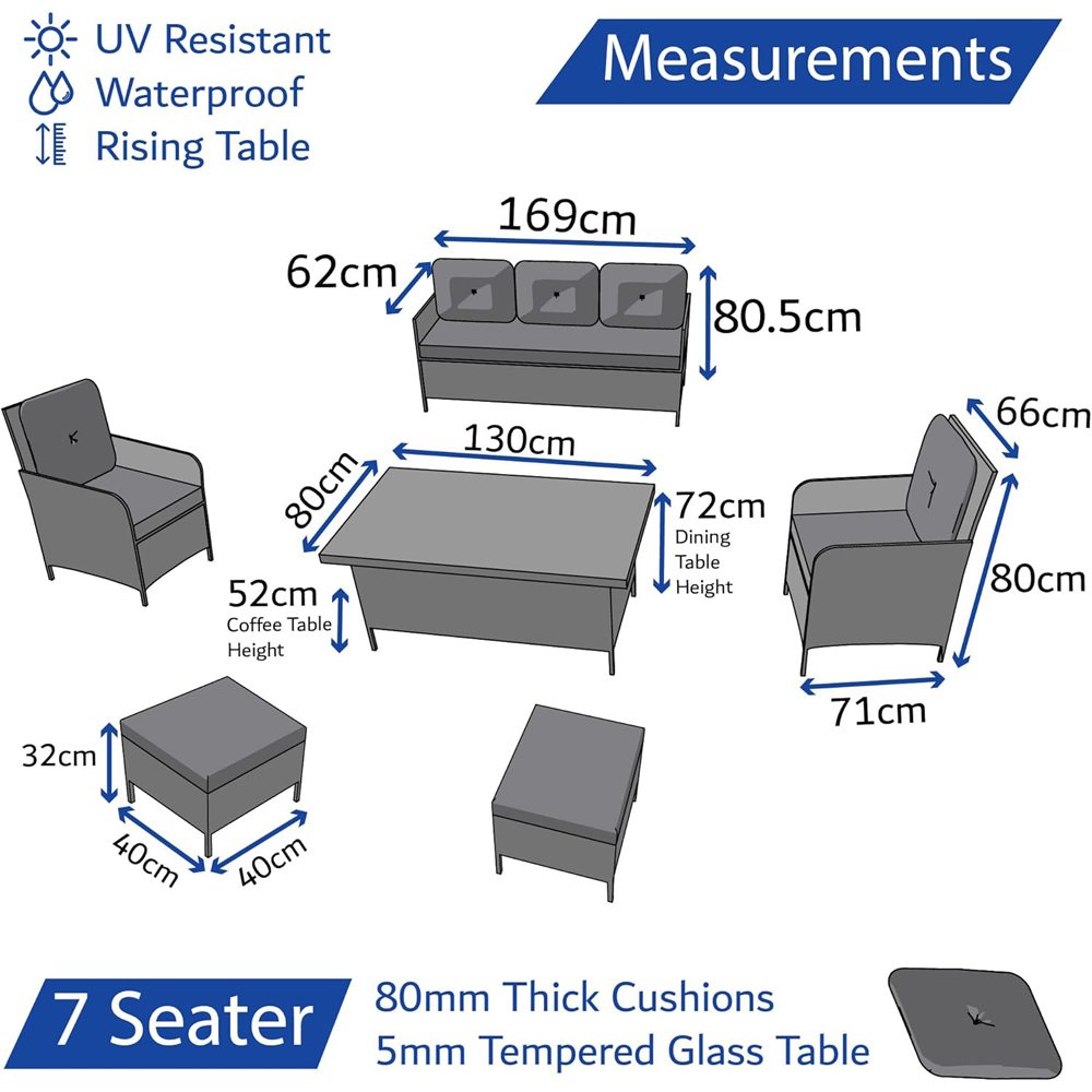 Home Treats 7 Seater Deluxe Rattan Garden Dining Set Image 9