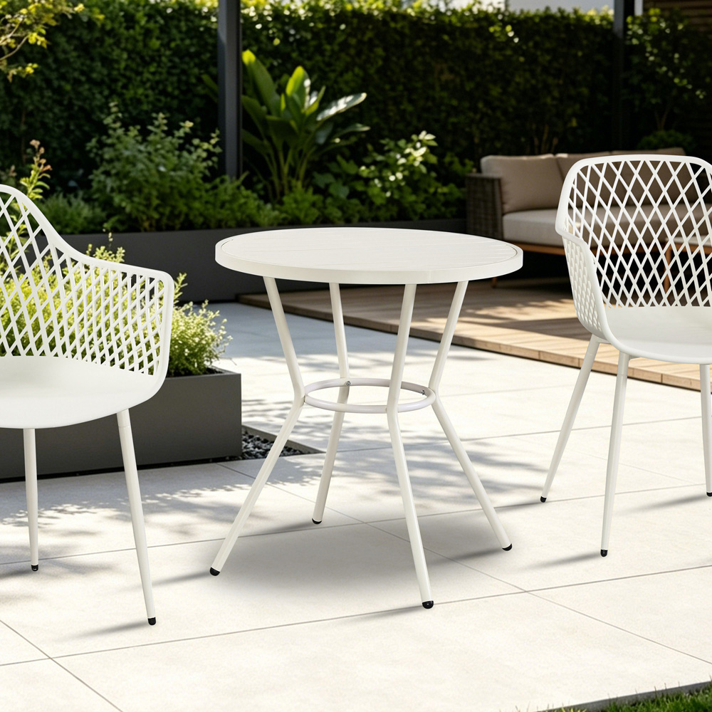 Core Products 2 Seater White Round Plastic Garden Bistro Table Image 6