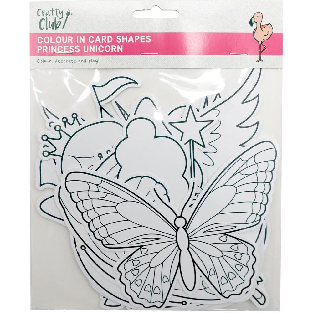 Crafty Club Pack of 12 Colour In Card Shapes - Unicorn Image