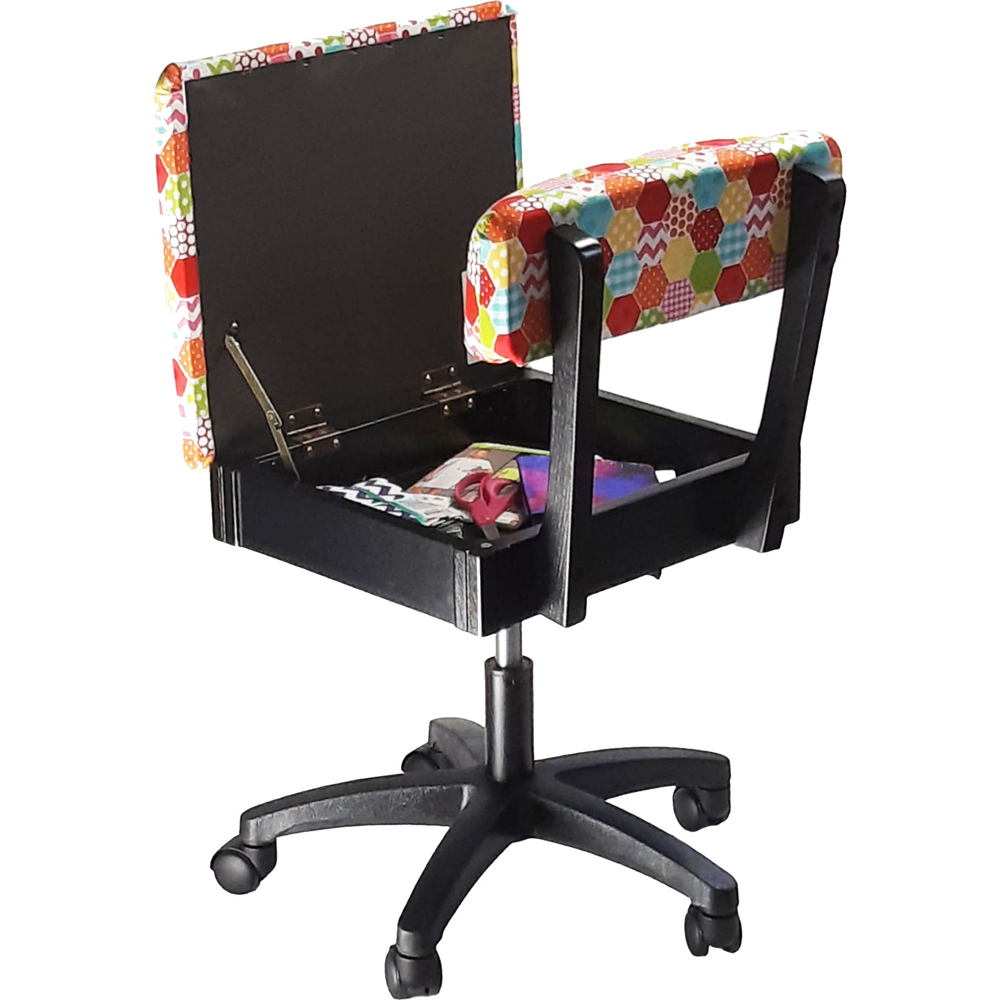 Sewing Online HT2018 Multicolour Patchwork Design Hydraulic Sewing Chair with Underseat Storage Image 2