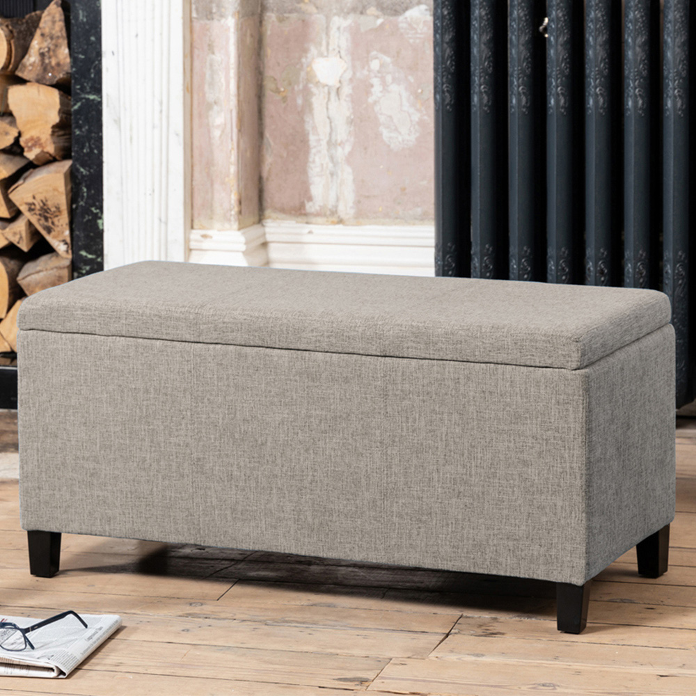 Artemis Home Henbury Dark Grey Fabric Storage Ottoman Image 1