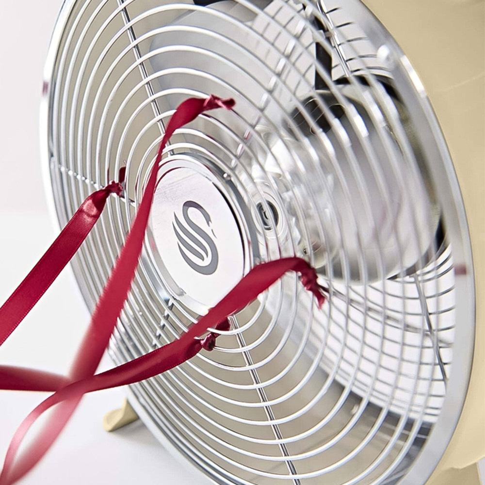 Swan Retro Cream Clock Fan 8 inch Image 3