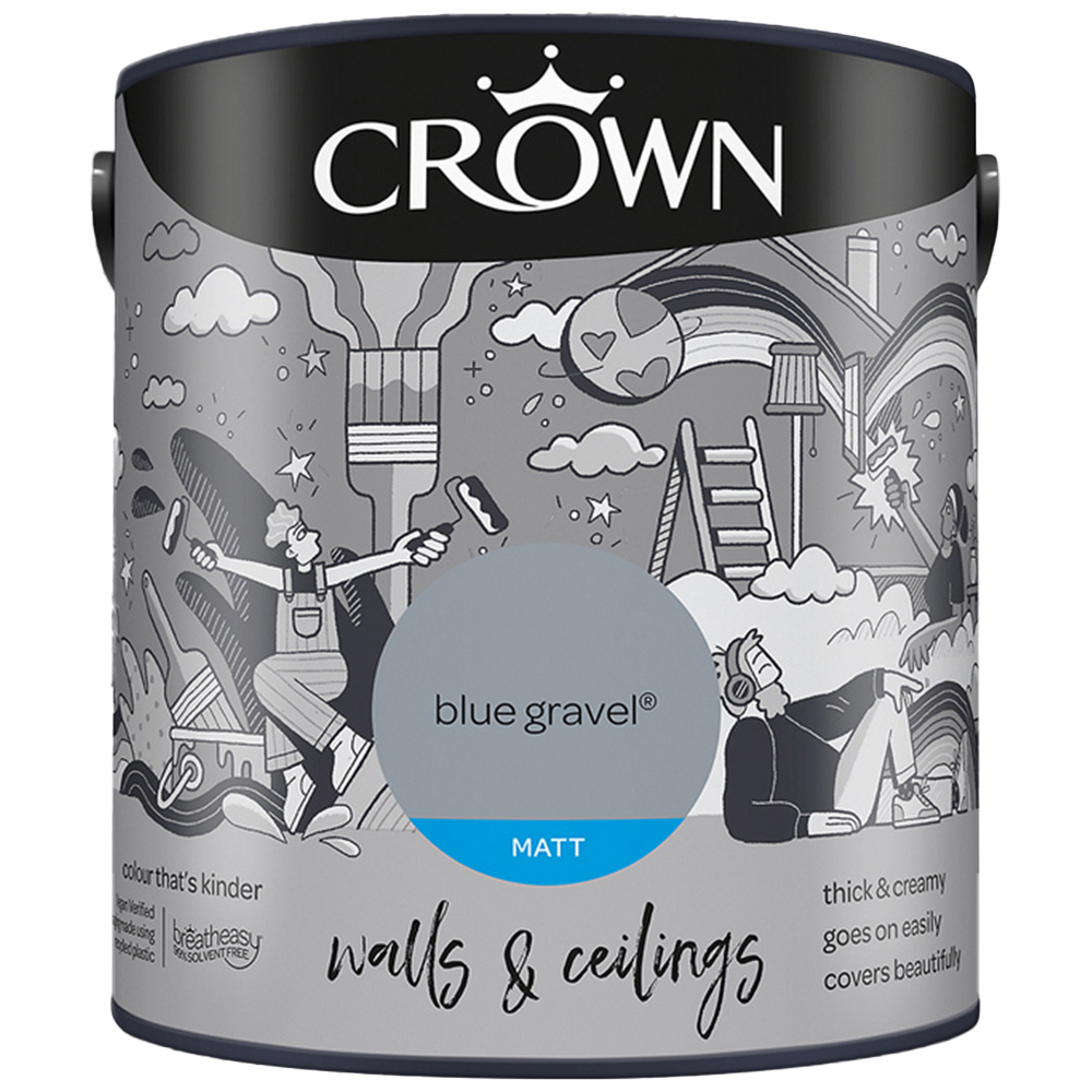 Crown Breatheasy Walls & Ceilings Blue Gravel Matt Emulsion Paint 2.5L Image 2
