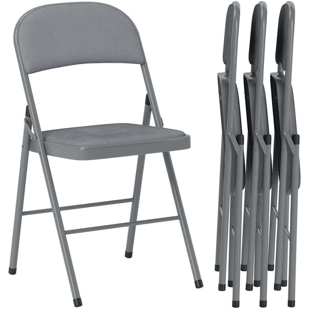 Portland Set of 4 Light Grey Foldable Chair with Cushions Image 2