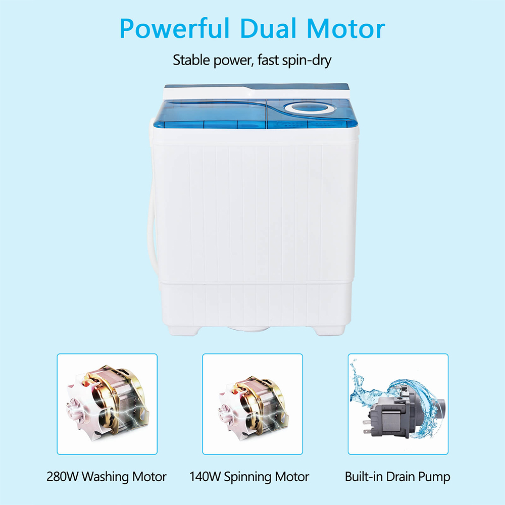 Costway Blue Portable Twin Tub Wash Machine with Spin Dryer Image 6