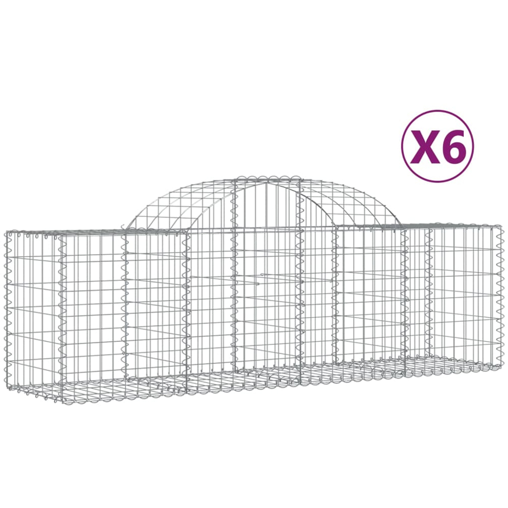 vidaXL Silver Galvanised Iron Arched Gabion Basket 60/80 x 50 x 200cm 6 Pack Image 4