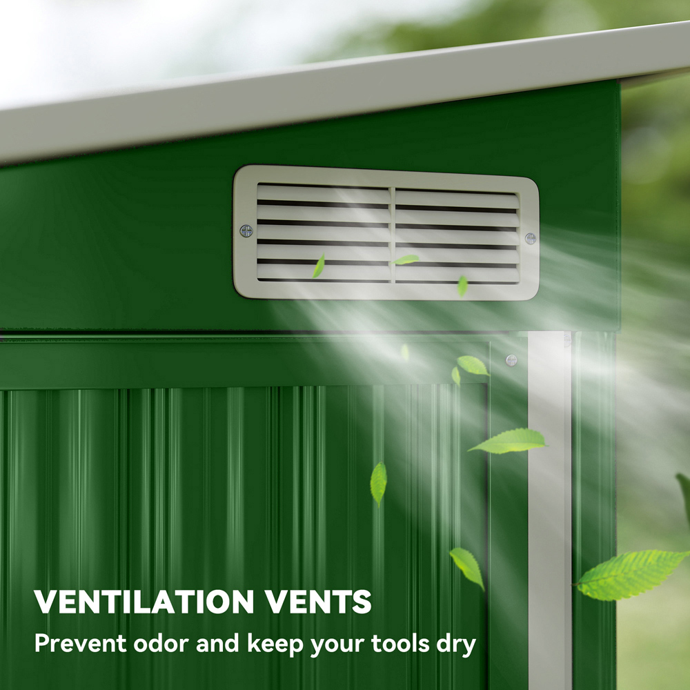 Outsunny 7.5 x 4ft Green Galvanised Steel Garden Storage Shed Image 7