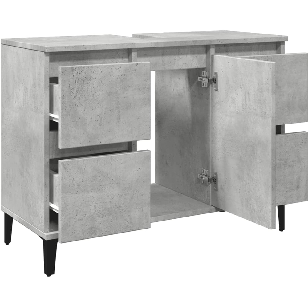 vidaXL Single Door 4 Drawers Concrete Grey Bathroom Sink Cabinet Image 3
