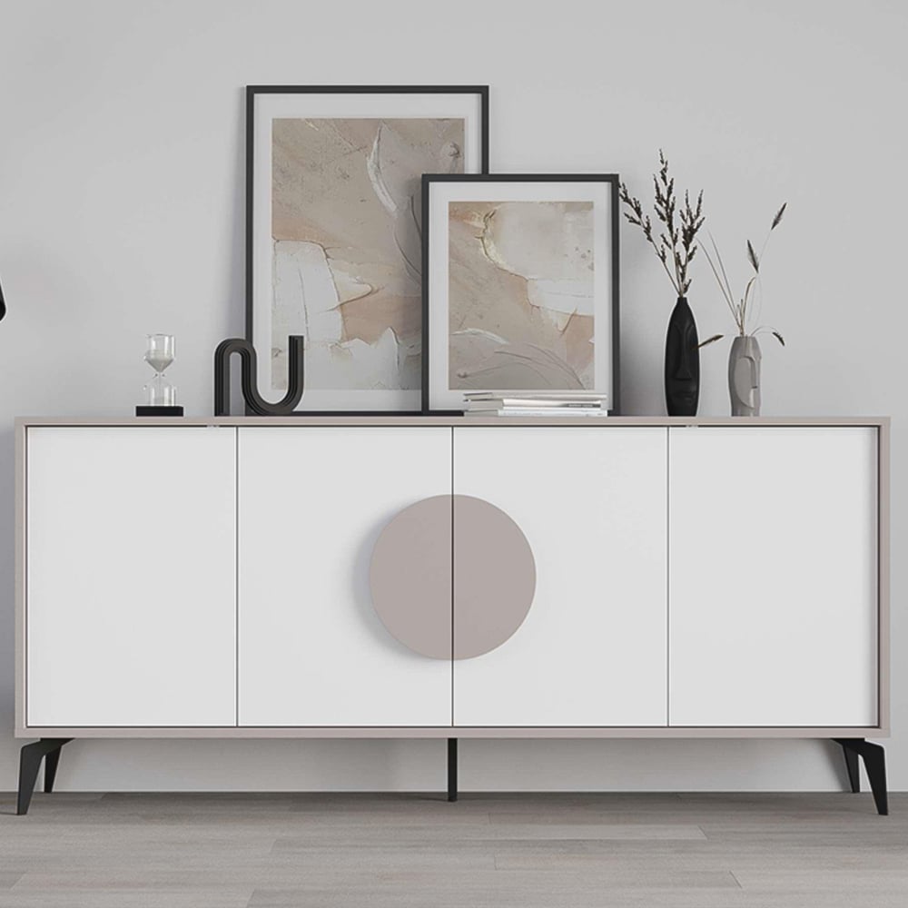 Decortie Gora 4 Door Mocha Grey and White Sideboard Image 1