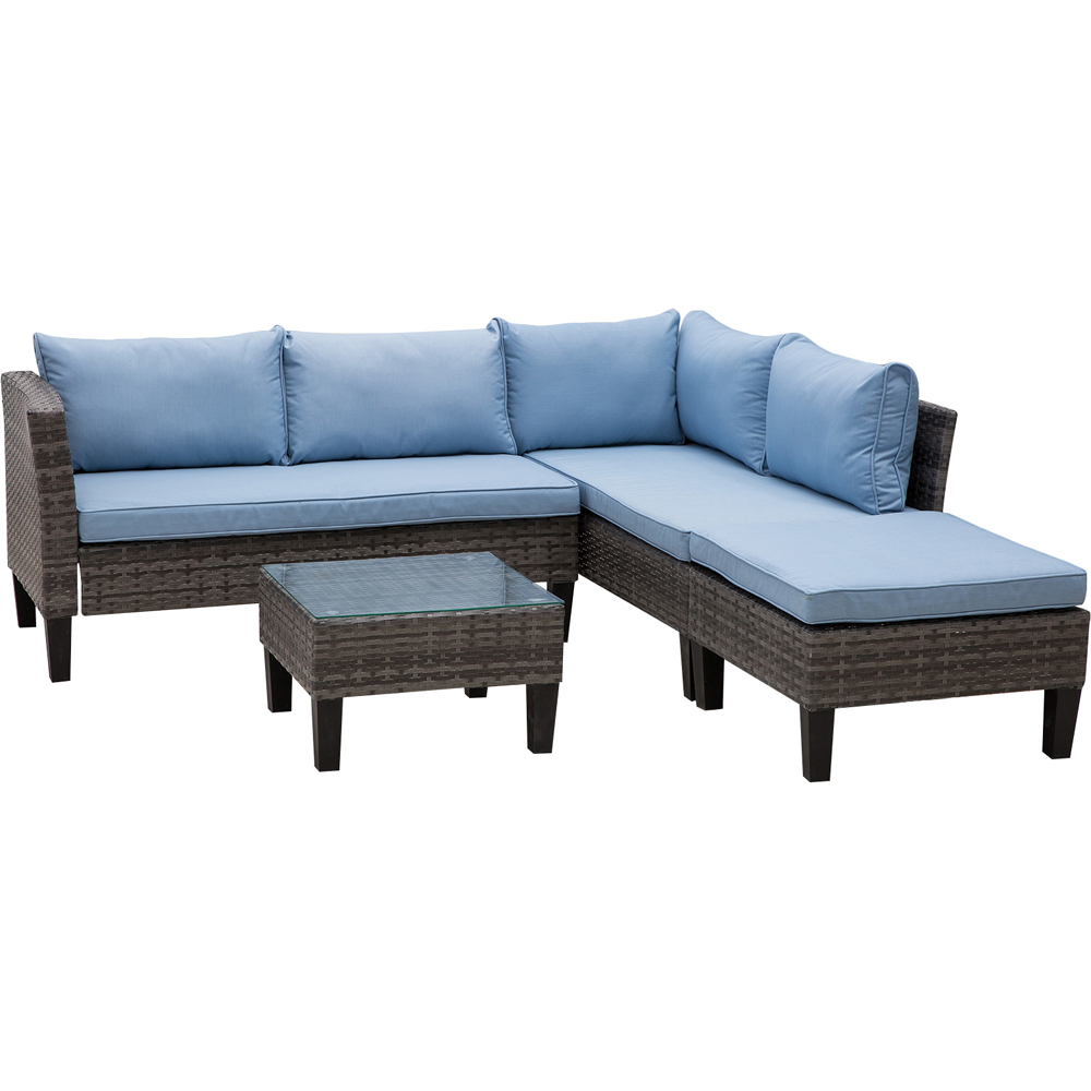 Outsunny 4 Seater Grey Rattan Lounge Set with Footstool Image 2