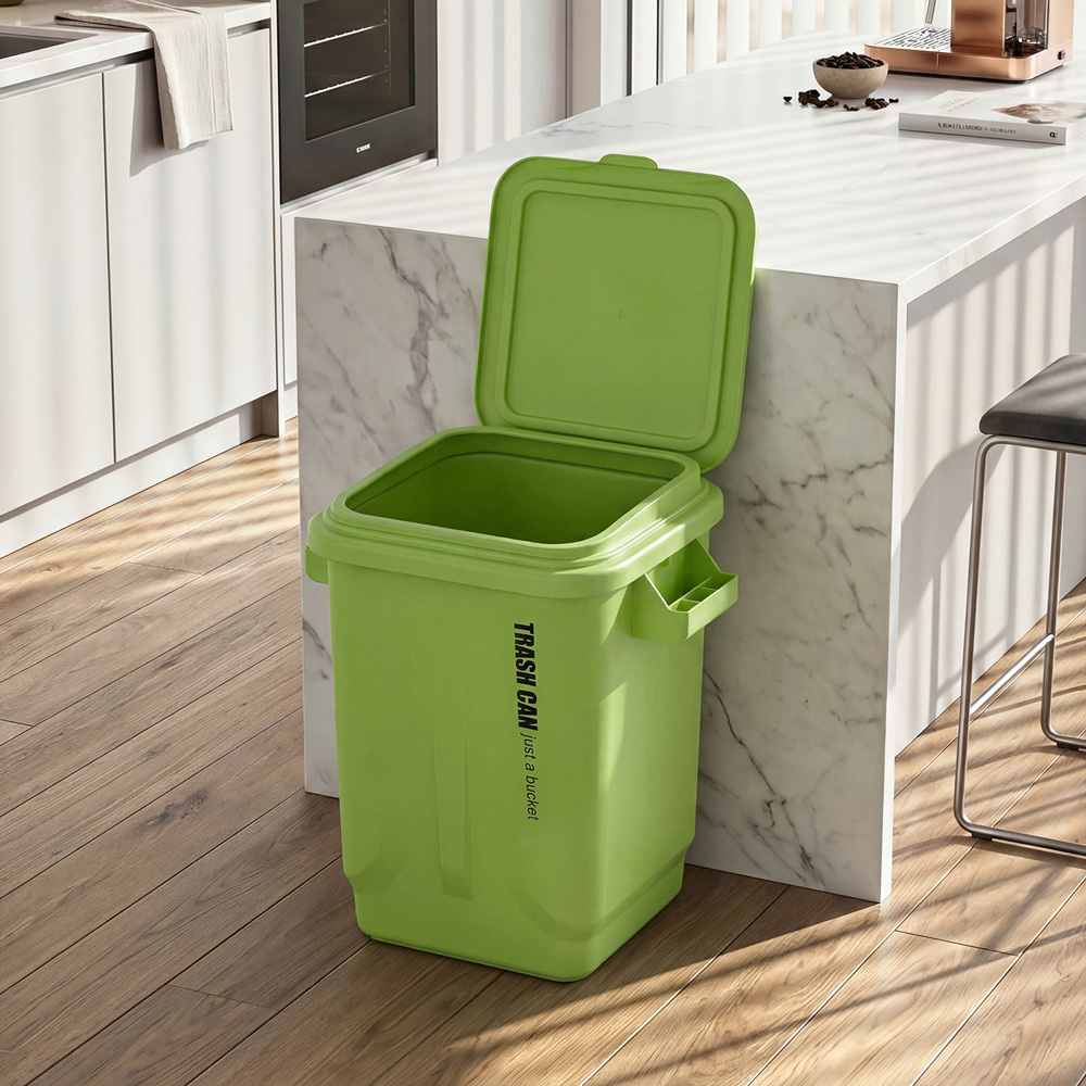 Living and Home Green Industrial Flip Lid Rubbish Bin 32L Image 7