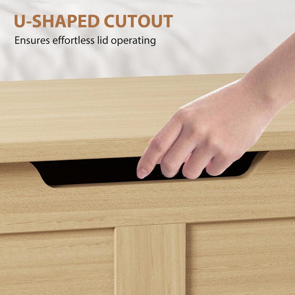 HOMCOM Natural Wood Finish Storage Trunk with 2 Safety Hinges 100L Image 6