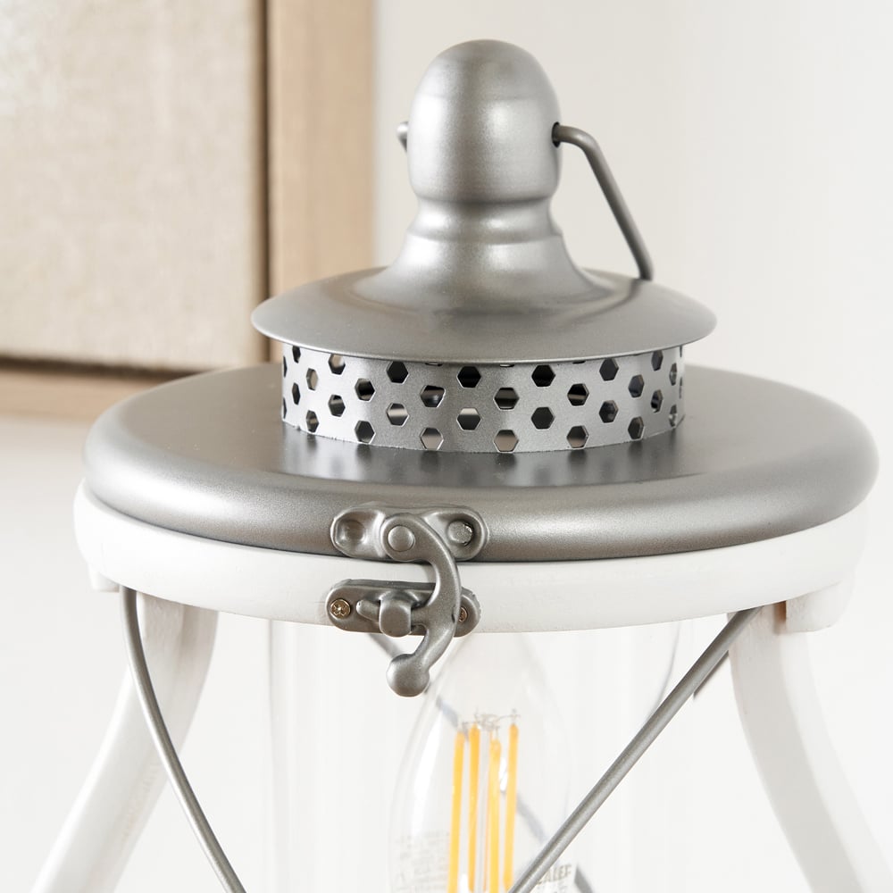 Pacific Lifestyle Gibson White Wooden Victorian-Style Lantern Table Lamp Image 4