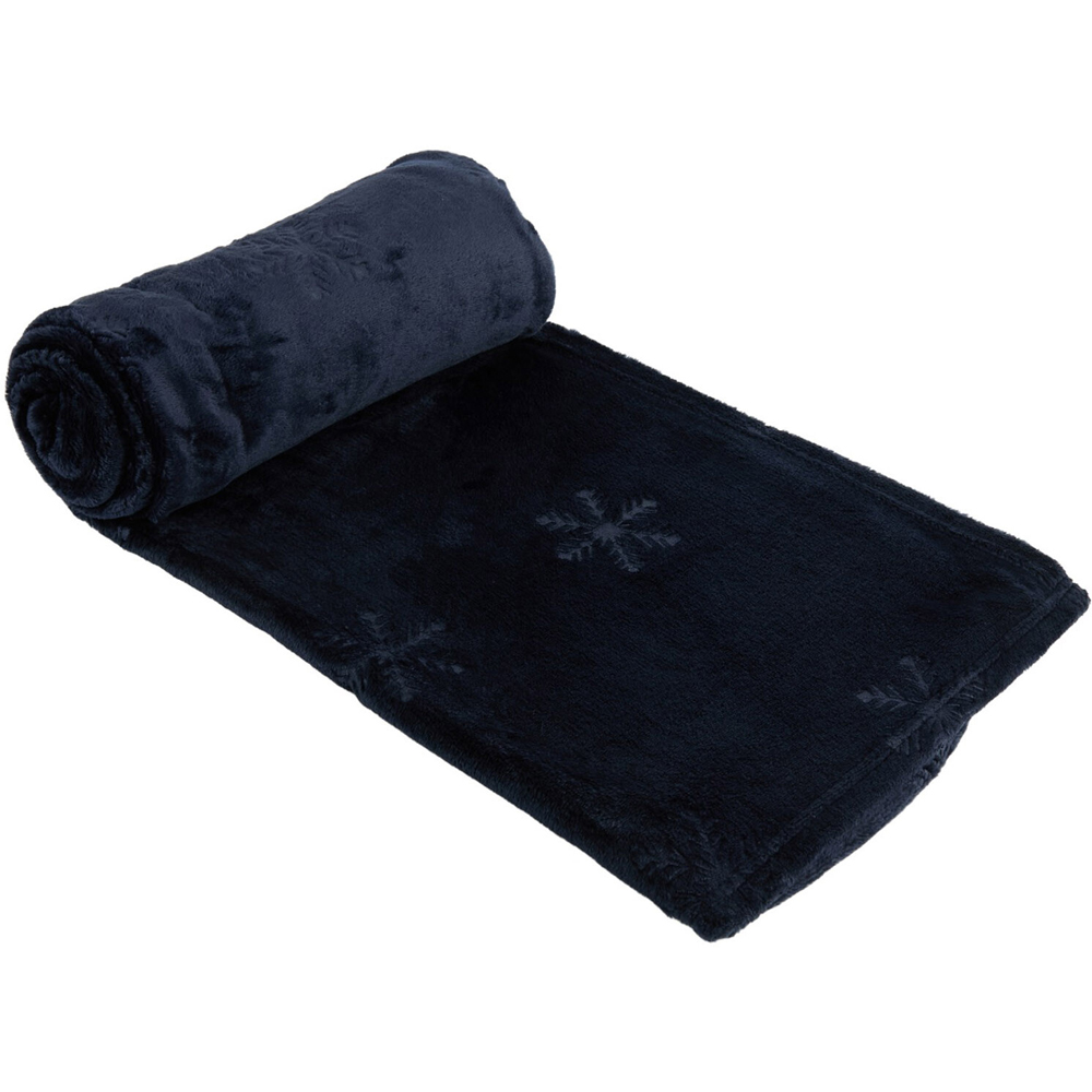 Embossed Snowflake Throw Navy Image 3