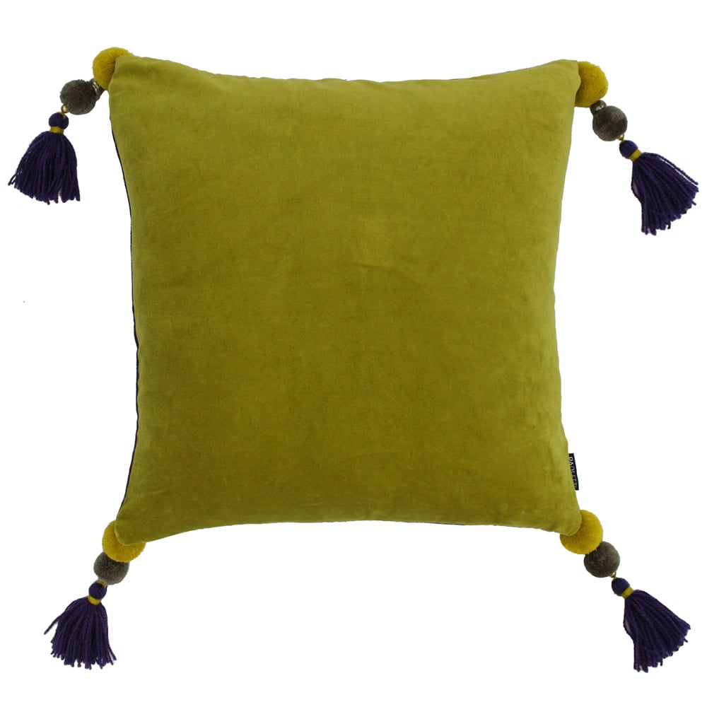 Paoletti Poonam Damson and Lemon Curry Velvet Touch Cushion Image 2