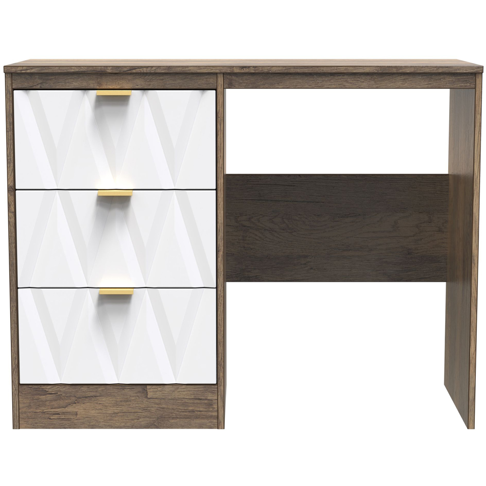 Crowndale Las Vegas 3 Drawer Matt White and Vintage Oak Dressing Table Image 3