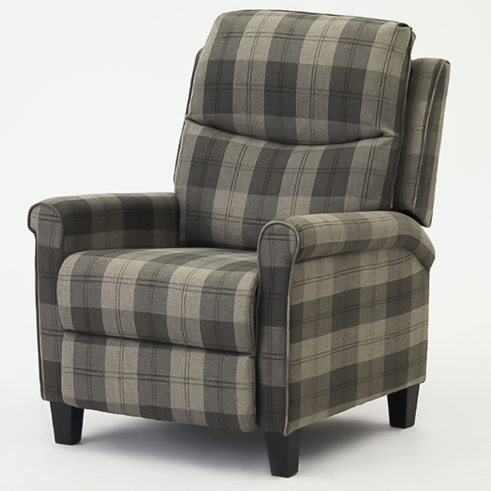 Home Detail Evan Grey Tartan Manual Recliner Chair Image 2