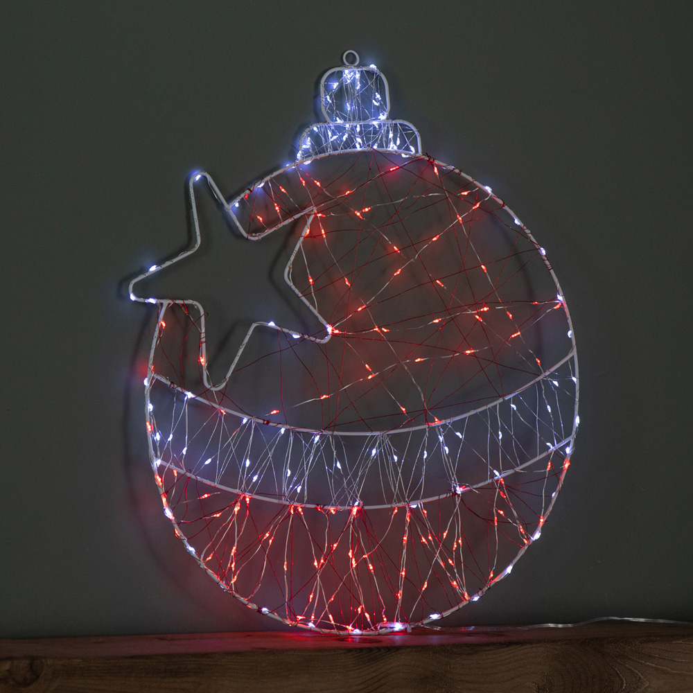 Samuel Alexander 240 Red White LED Light-Up Twinkling Christmas Ball Dewdrop Silhouette 52 x 42cm Image 7