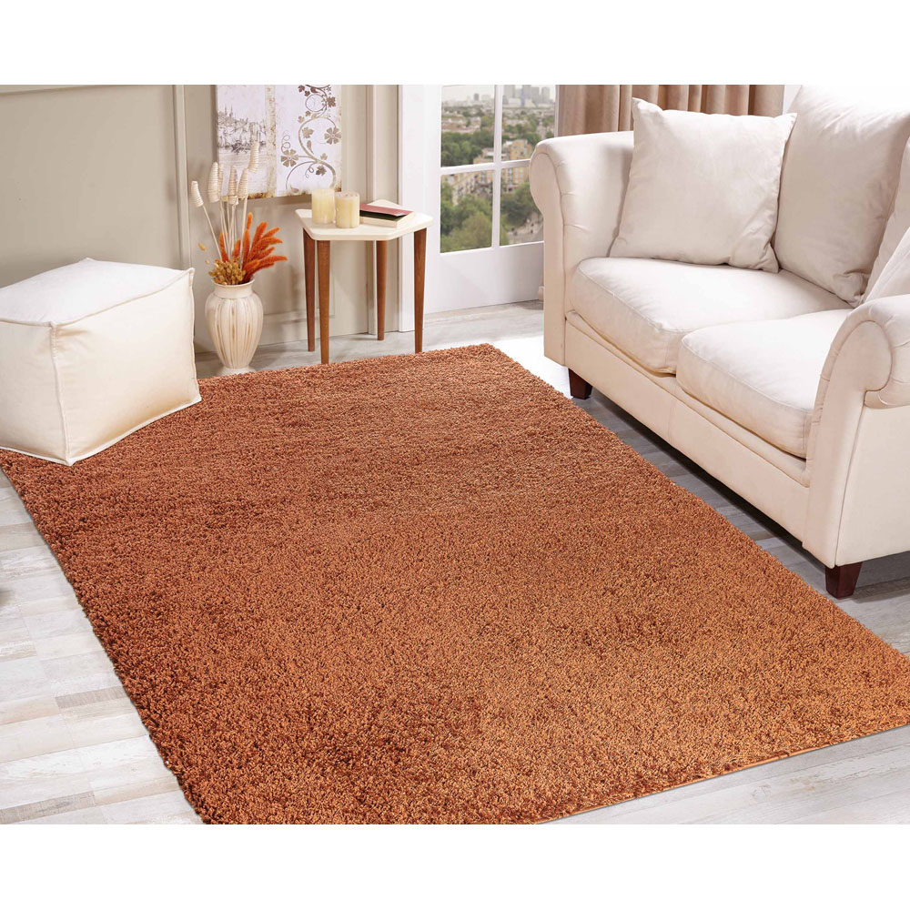 Desire Rugs Oxford Terracotta Plain Shaggy Rug 120 x 170cm Image 4